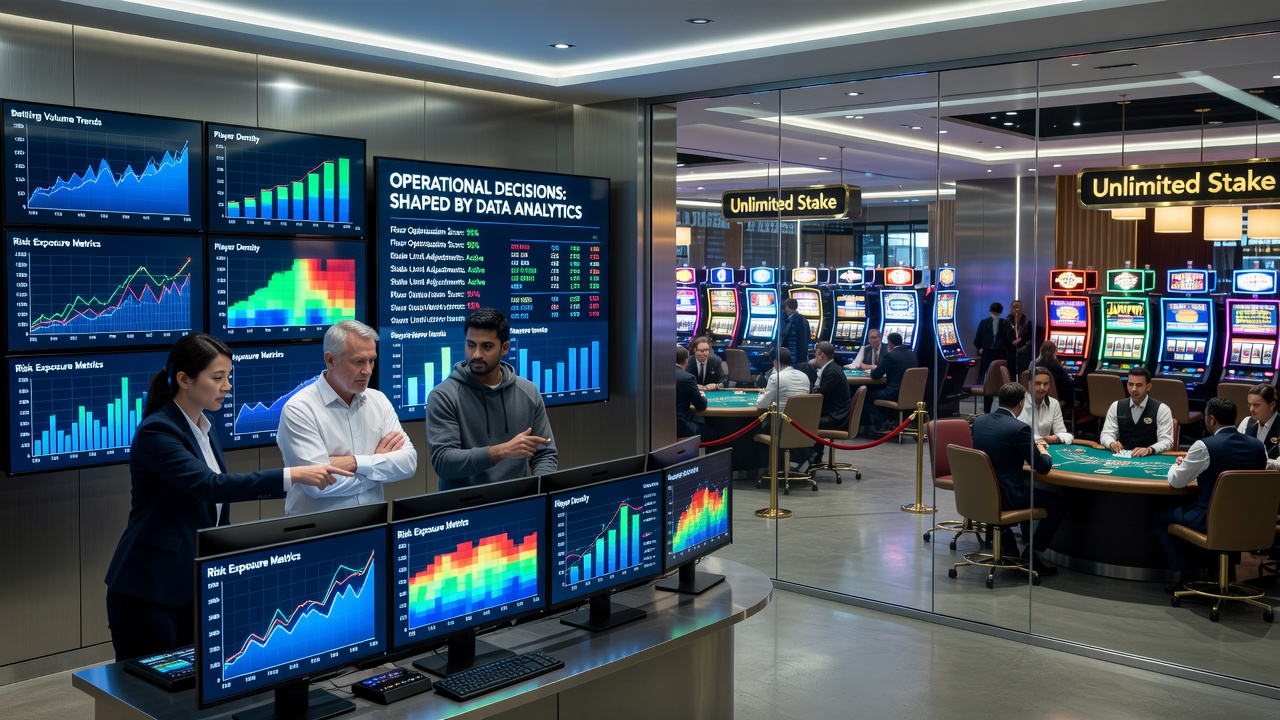 Analytics team reviewing operational reports on venue performance metrics